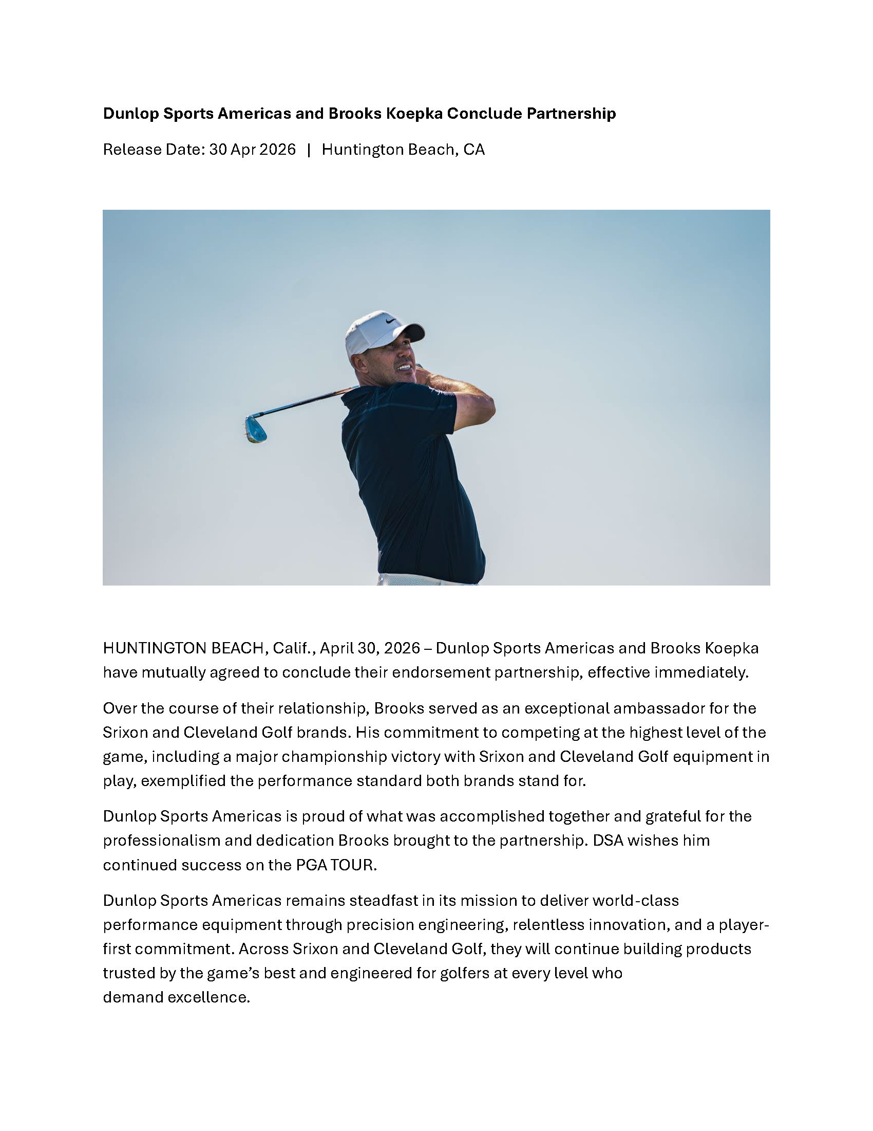 Dunlop Sports Americas and Brooks Koepka Conclude Partnership Consumer Facing Press Release 04 30 2026.jpg